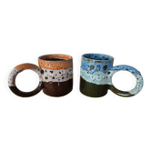 Set of artisanal mugs in "Fat Lava" style / Vallauris