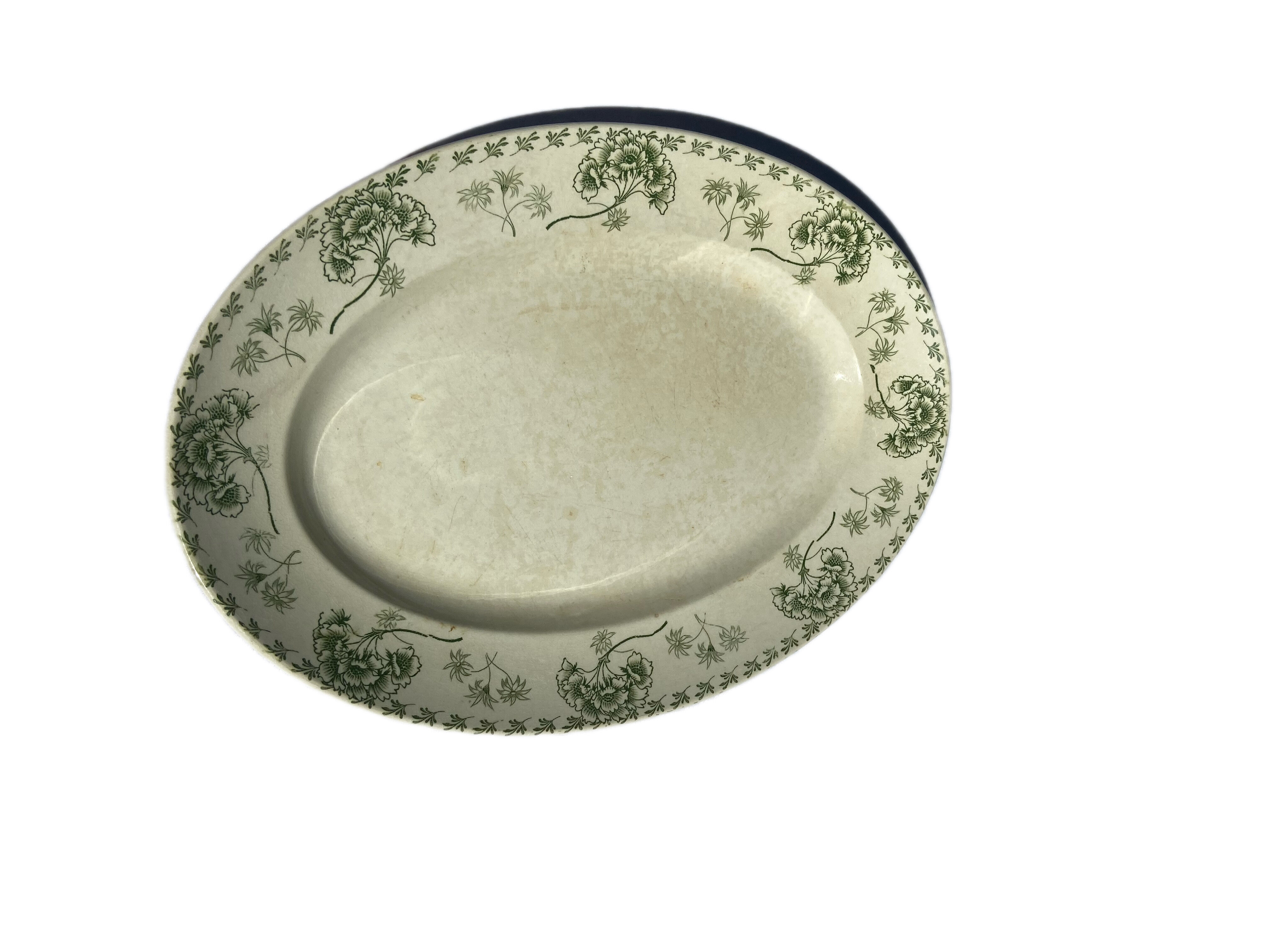 Large antique serving dish Sarreguemines Palmyre – floral earthenware v