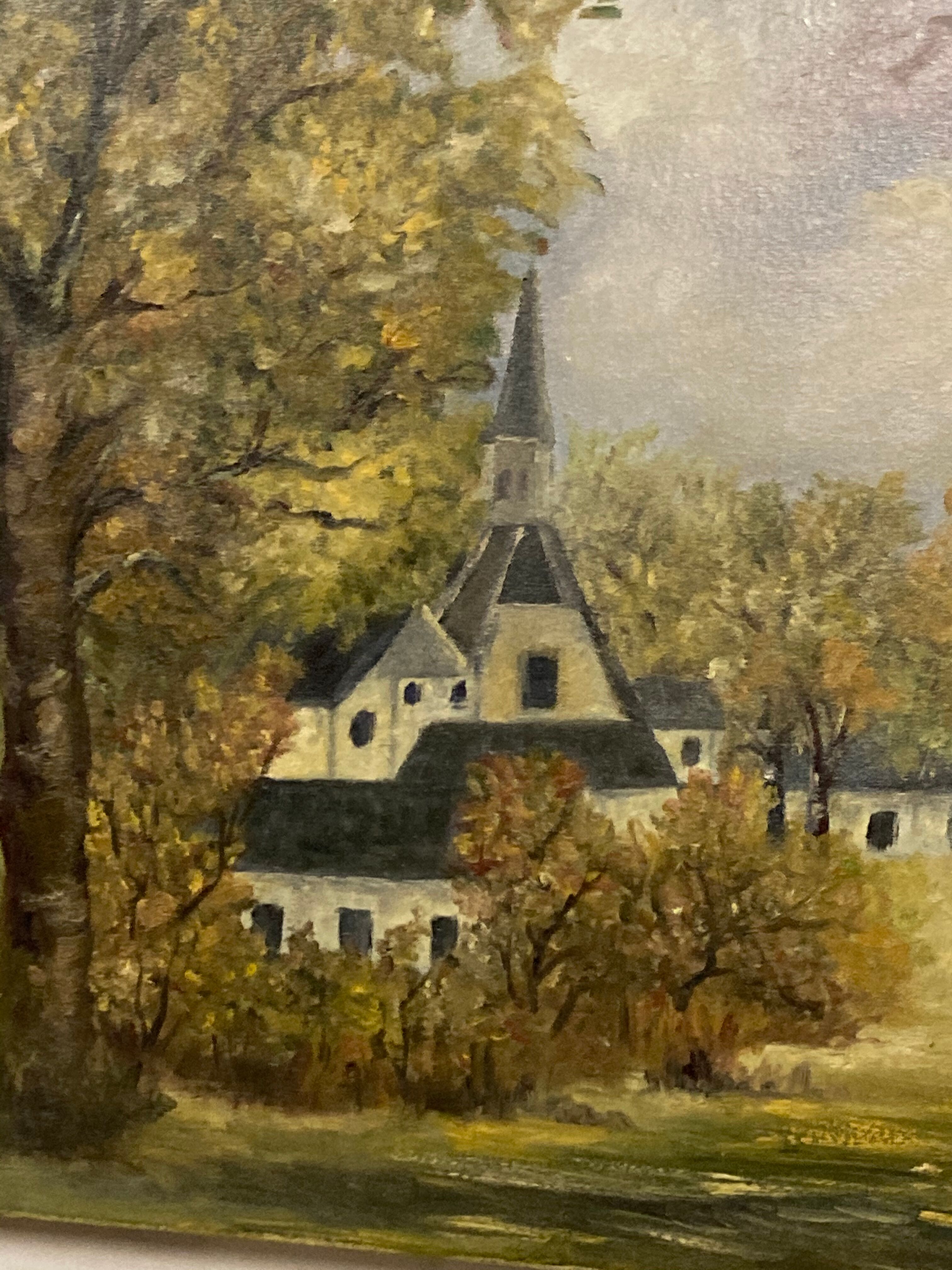 Oil on canvas "small village"