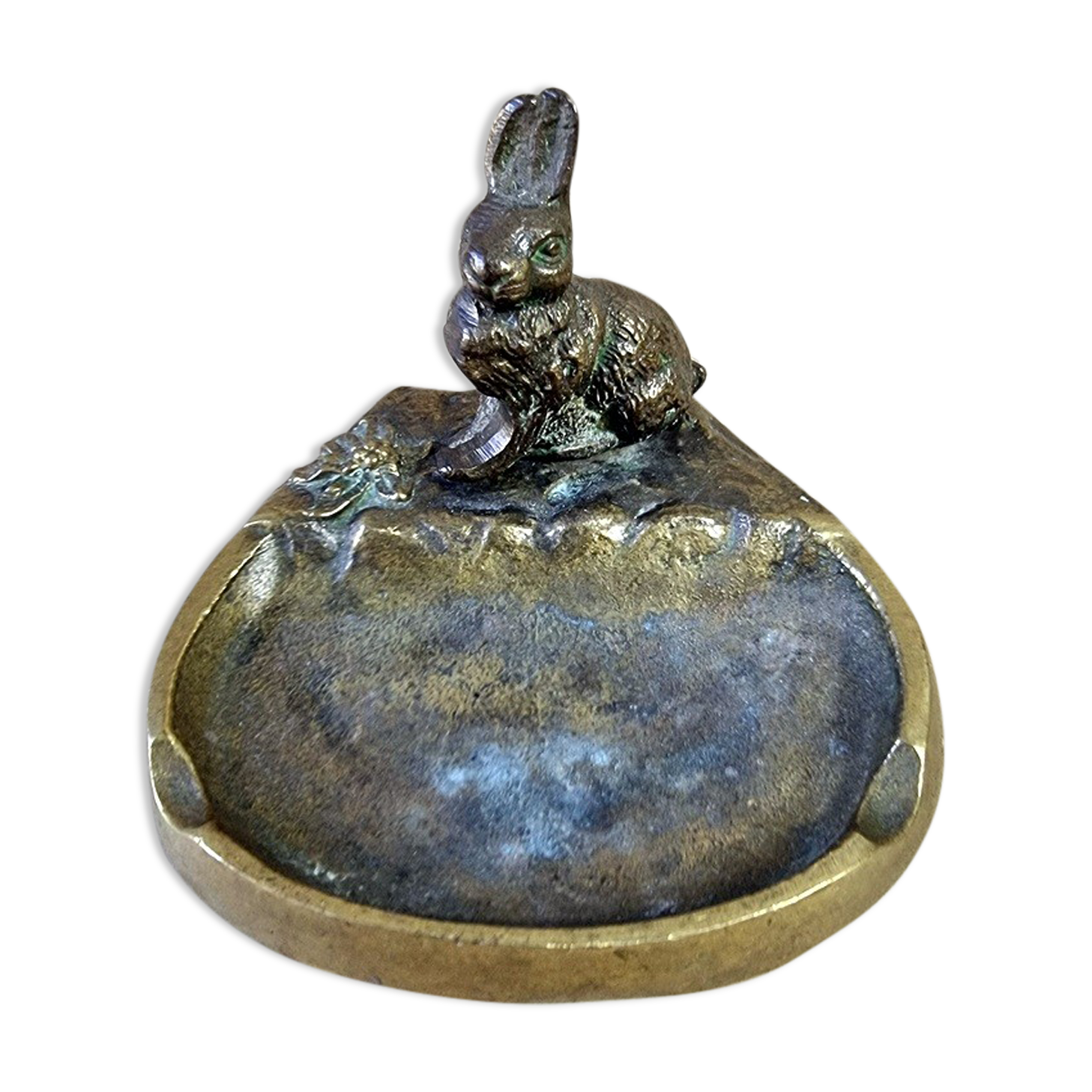 Rabbit brass ashtray