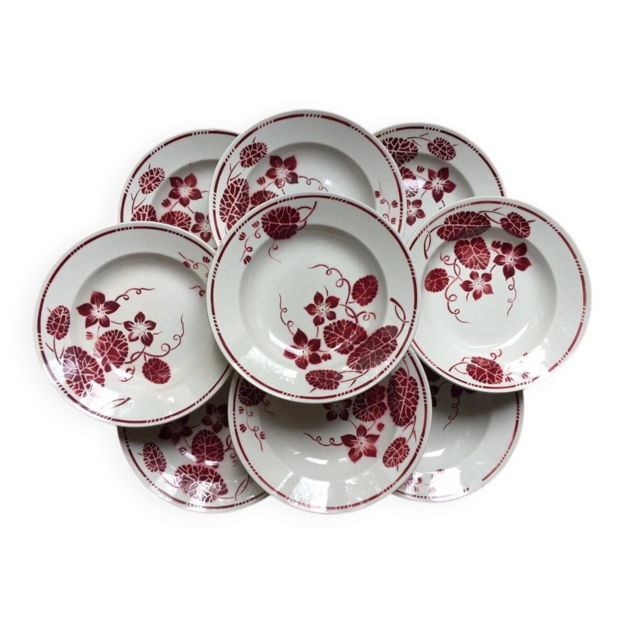 Set of 9 Badonviller Ironstone Soup Plates