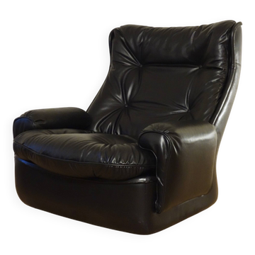 Orchidée leather armchair by Michel Cadestin for Airborne, France 1970's