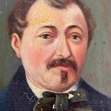 Raw attic: Painting "Portrait of a man with a bow tie" signed Cosson XIX°