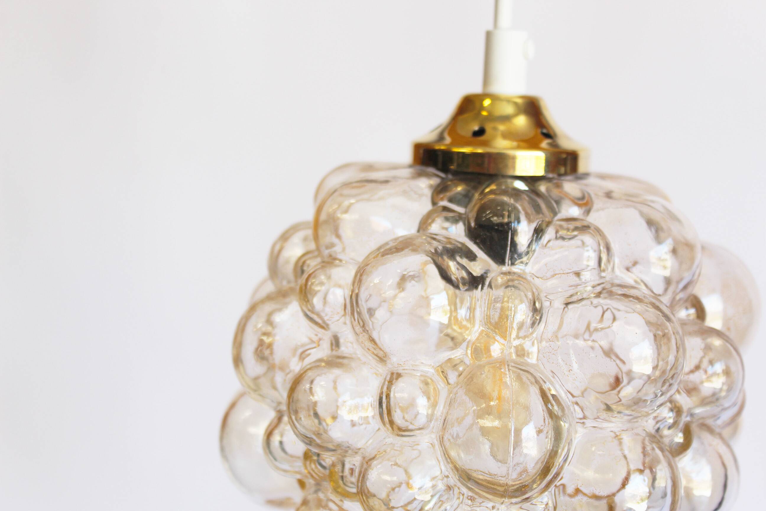 Petite amber bubble glass pendant light by Helena Tynell for Glashutte Limb