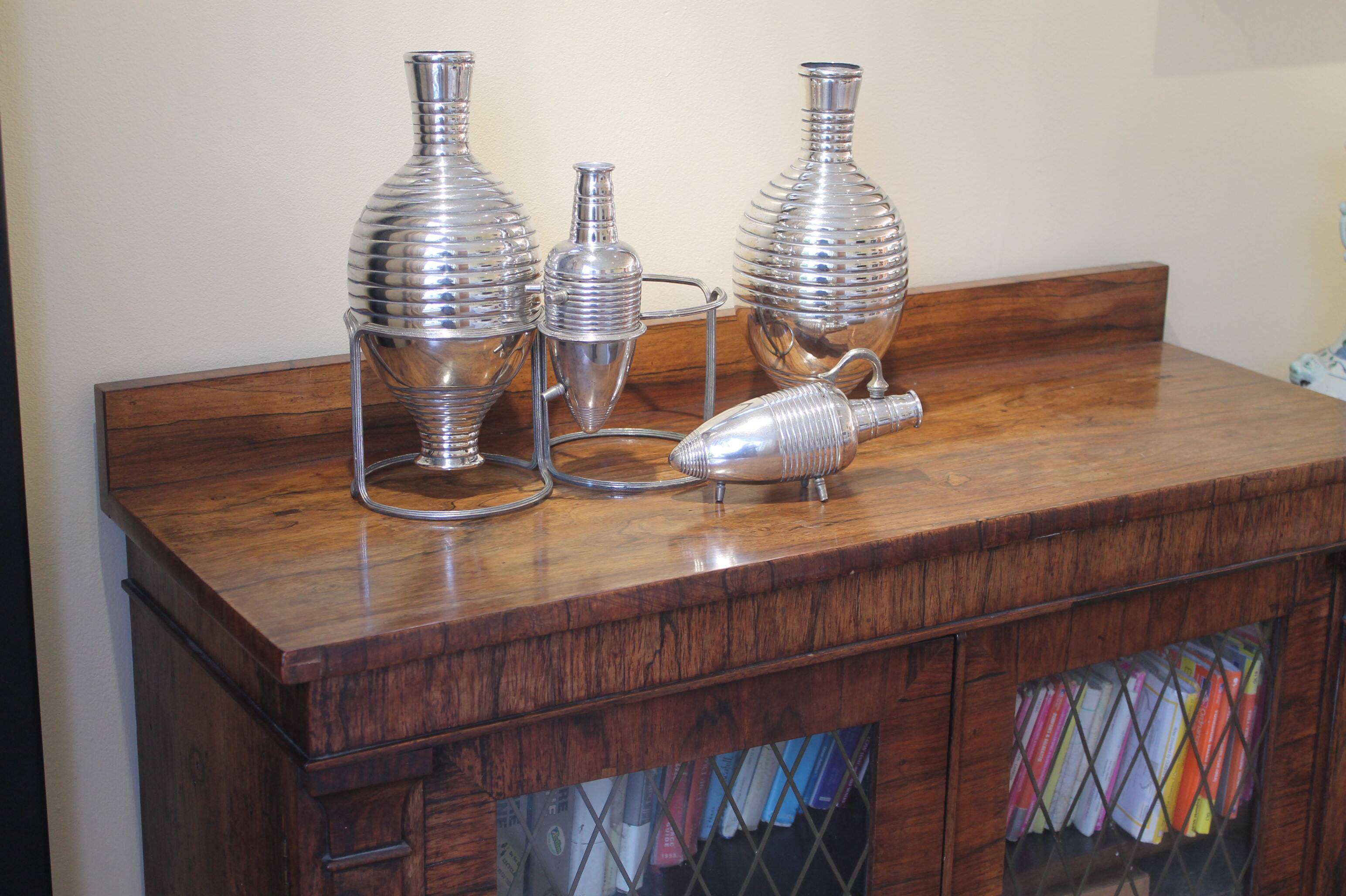 Carafe Art Déco en argent massif Calegaro italien