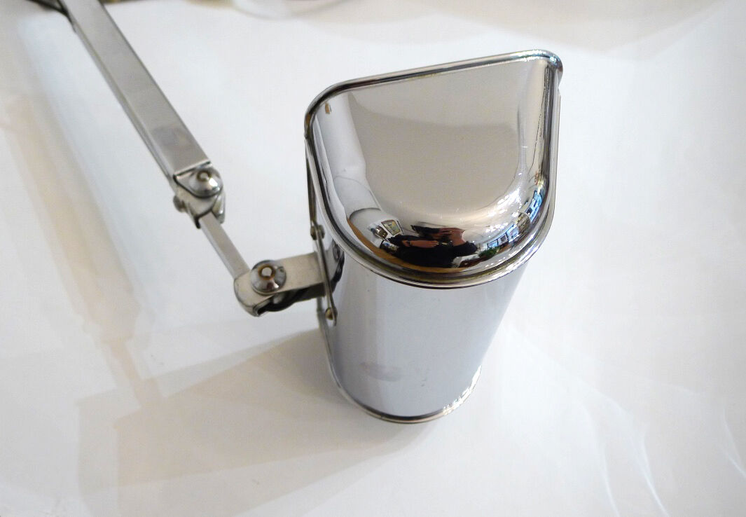 Office Art Deco lamp, chrome metal, & base marble, 1930 s