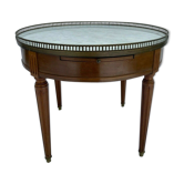 Table bouillote 1950 pied marbre avec galerie style louis xvi