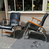 Pair of folding armchairs Casteljoyeux, 1960