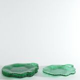 Aesthetic Movement Emerald Green Glass Leaf Plates