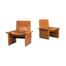90s Matteo Grassi cognac leather armchairs