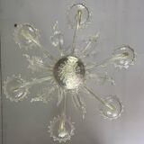 Venetian Chandelier in Colorless Murano Glass, 6 Light Arms Circa 1930