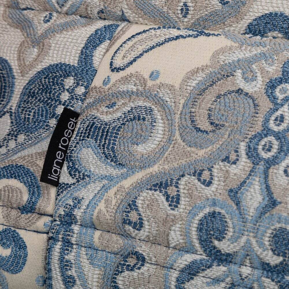 Togo lounge chair and pouf in patterned fabric by Michel Ducaroy for Ligne Roset, 1973, set of 2