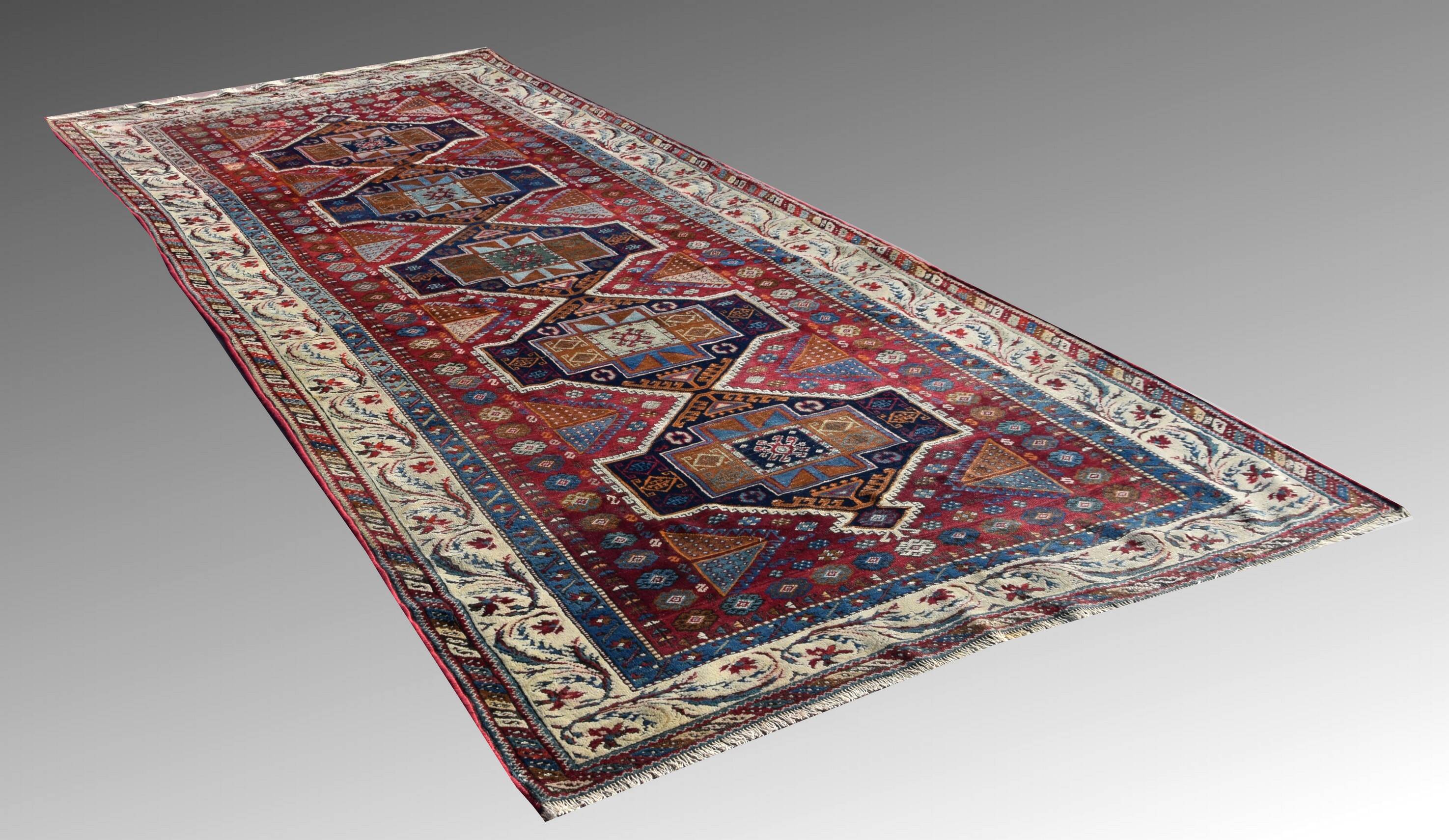 Very Old Turkish Rug, Kurdish Tribe: 1.58 X 3.35 Meters