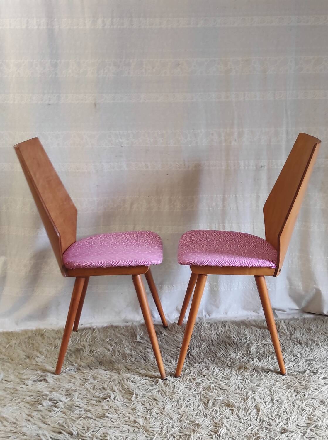 Duo of wooden chairs by Baumann - 60s/70s