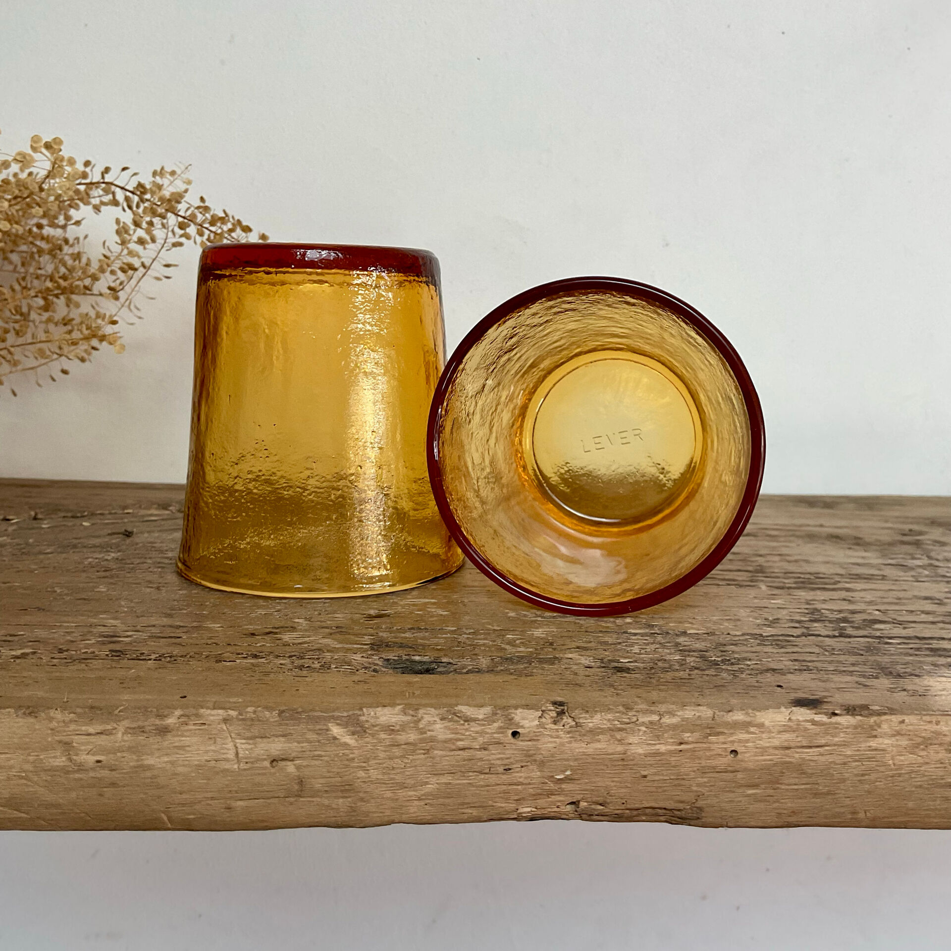 6 amber glasses Sierra vintage