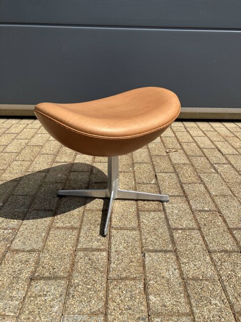 Fritz Hansen Egg Chair + Ottoman, Camel Cognac leder 1968 !!