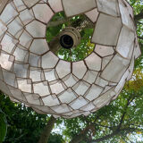 Chandelier, vintage mother-of-pearl lotus pendant 1980