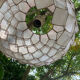 Chandelier, vintage mother-of-pearl lotus pendant 1980