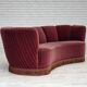 1960s, Danish 2-seater "Banan" sofa, furniture velour, oak wood.