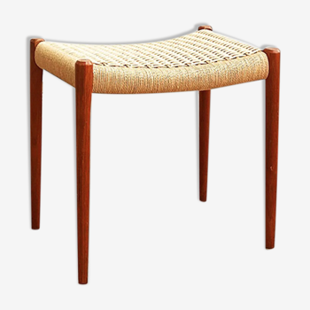 Tabouret scandinave, teck et cordage, 1960