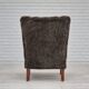 1950s, Danish design, reupholstered armchair, genuine sheepskin "Wellington".