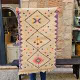 Berber wool carpet with colorful pattern 72x115cm
