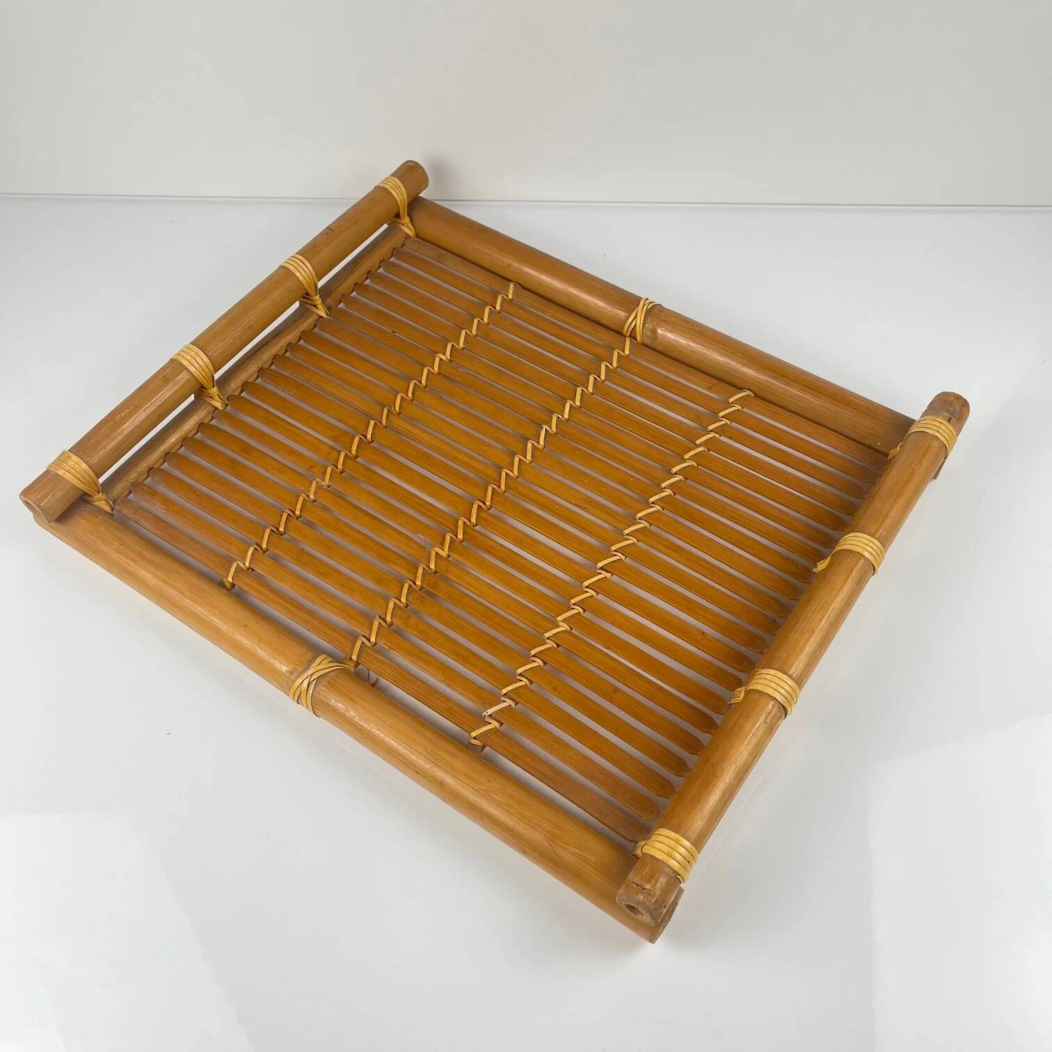 Bamboo tray with handle, 1960s/70s