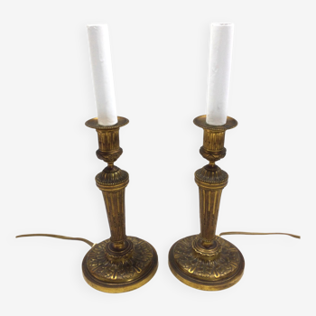 Pair of electrified bronze torches