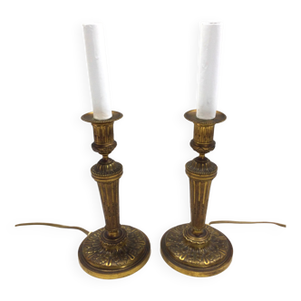 Pair of electrified bronze torches