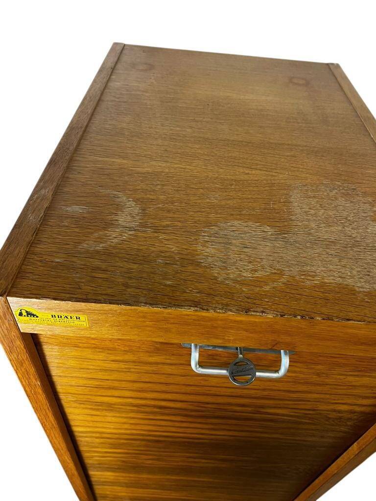 Vintage curtain wardrobe / archive cabinet with file supports