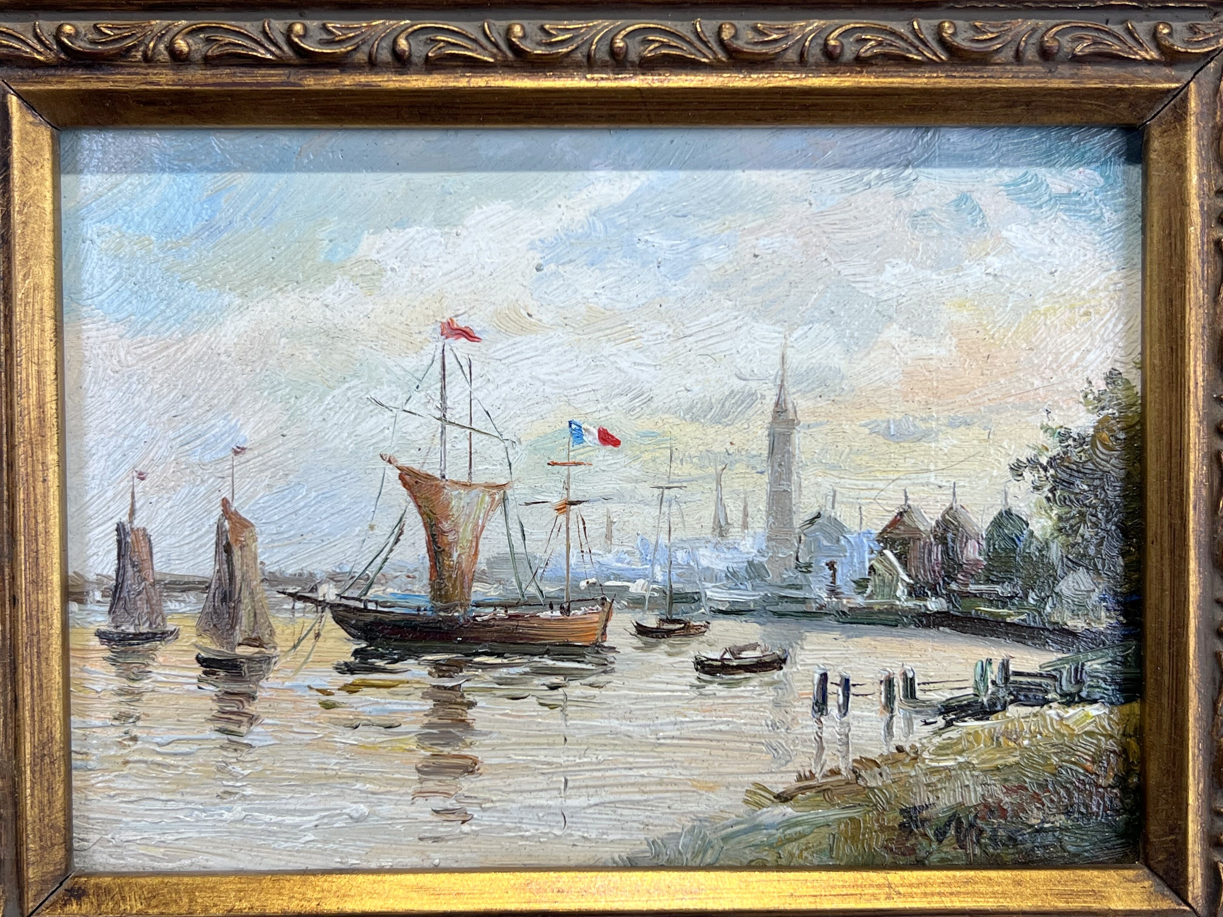 PAINTING / OIL ON CANVAS SIGNED " F.NICOLI " (THE PORT) VERY WELL FRAMED