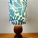 Brutalist wooden lamp and custom shade