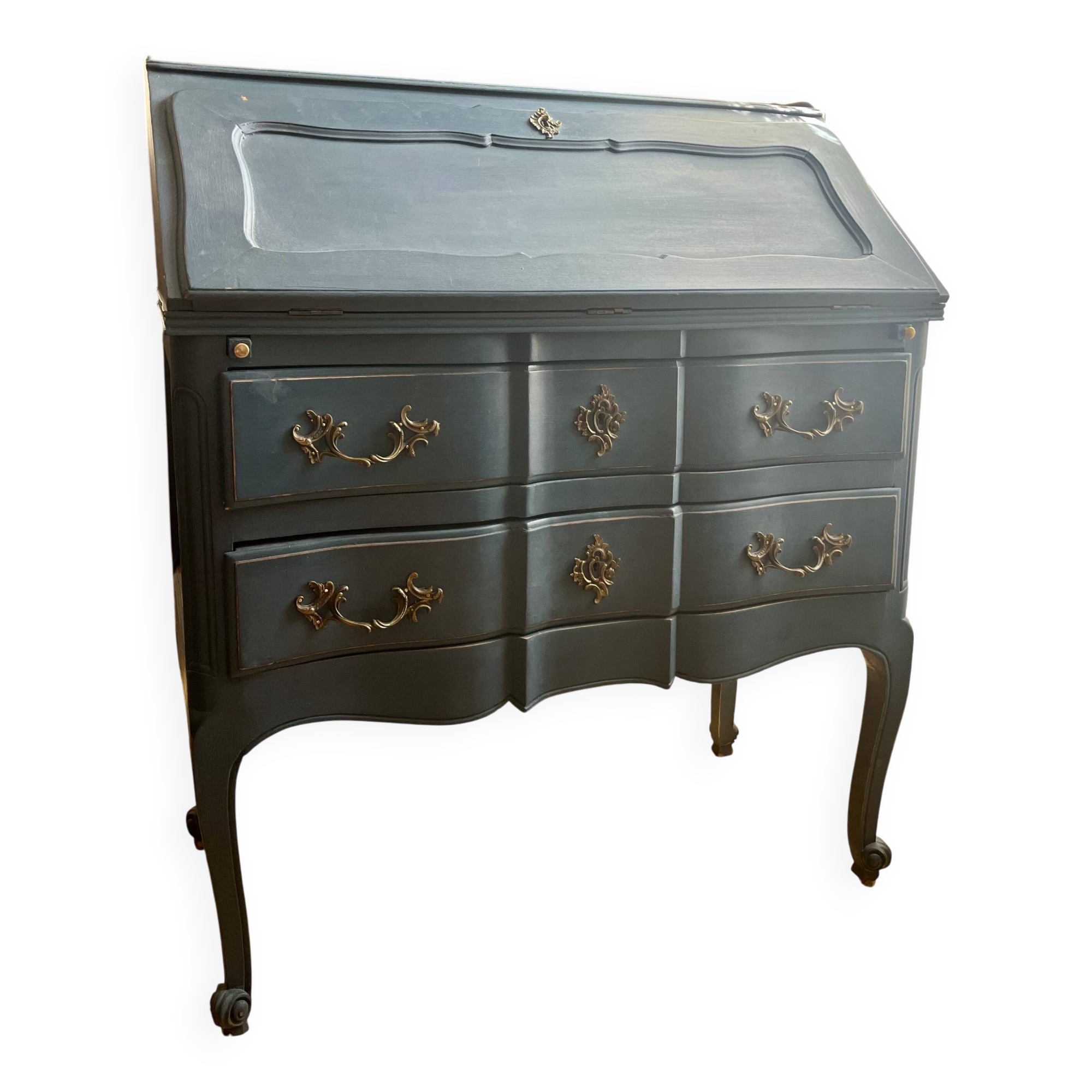 Secrétaire classique bleu Louis XV