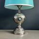 Chrome and turquoise metal table lamp