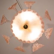 Pink Art Decò Barovier e Toso "Fountain" Pendant Light, Murano Glass, 1940s