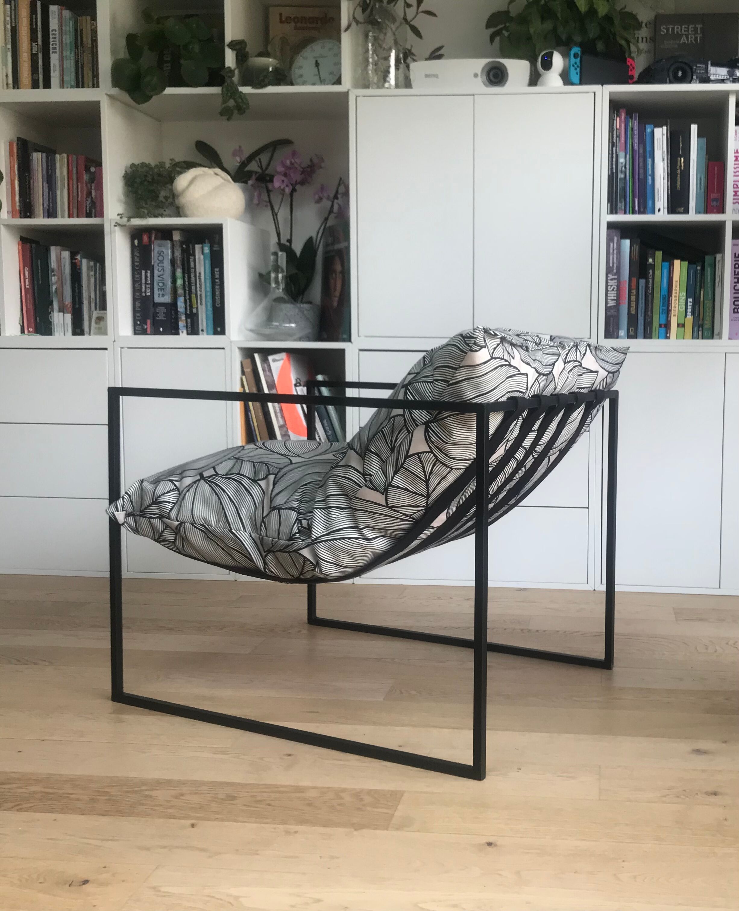 Fauteuil métal & tissu