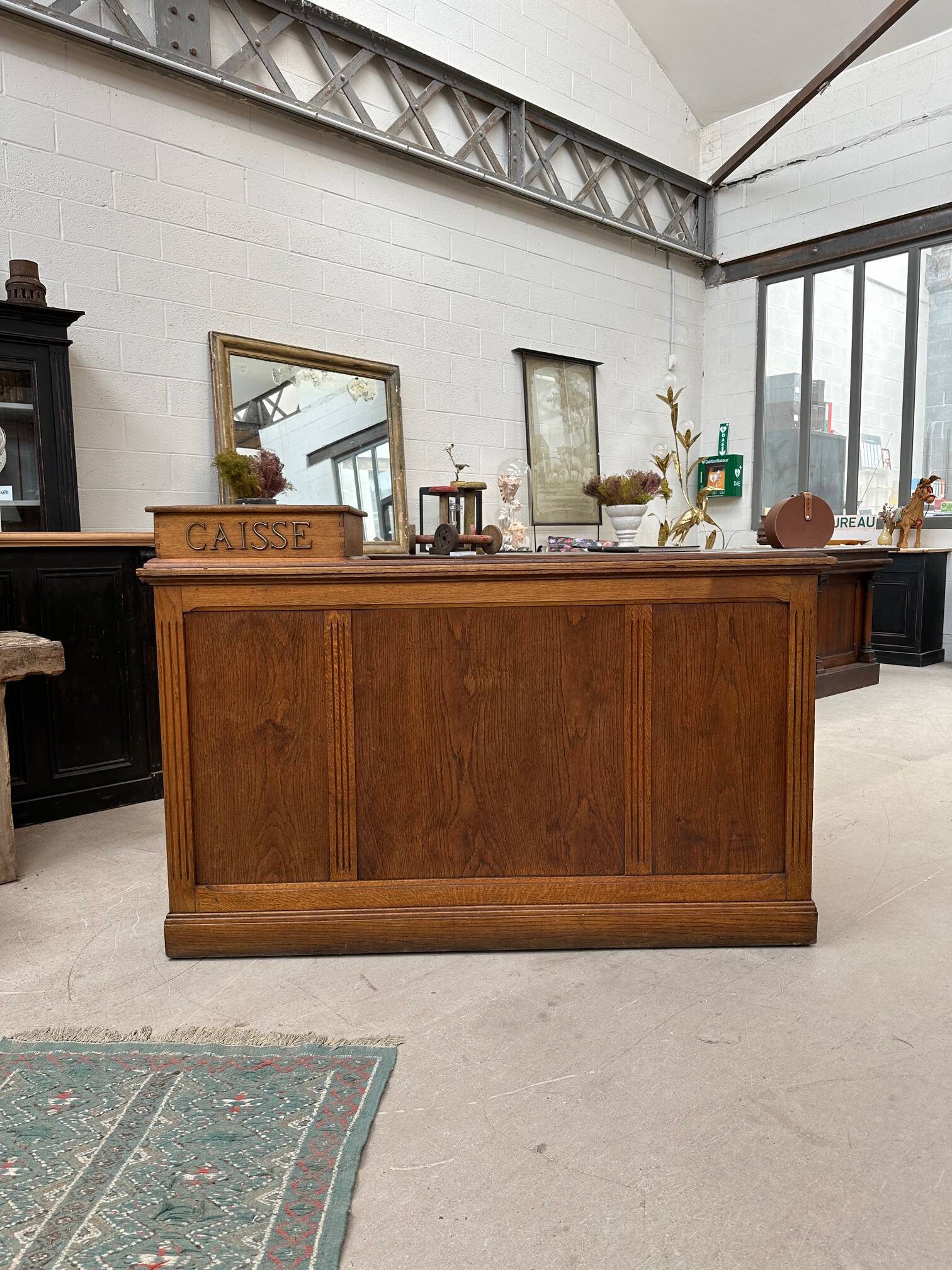 Oak cash register counter from the early 20th century