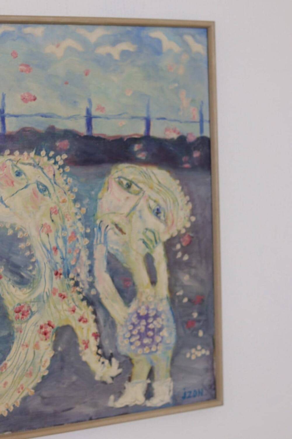 Original Swedish Oil on Canvas – “Figures” by JZON – Vintage, Framed