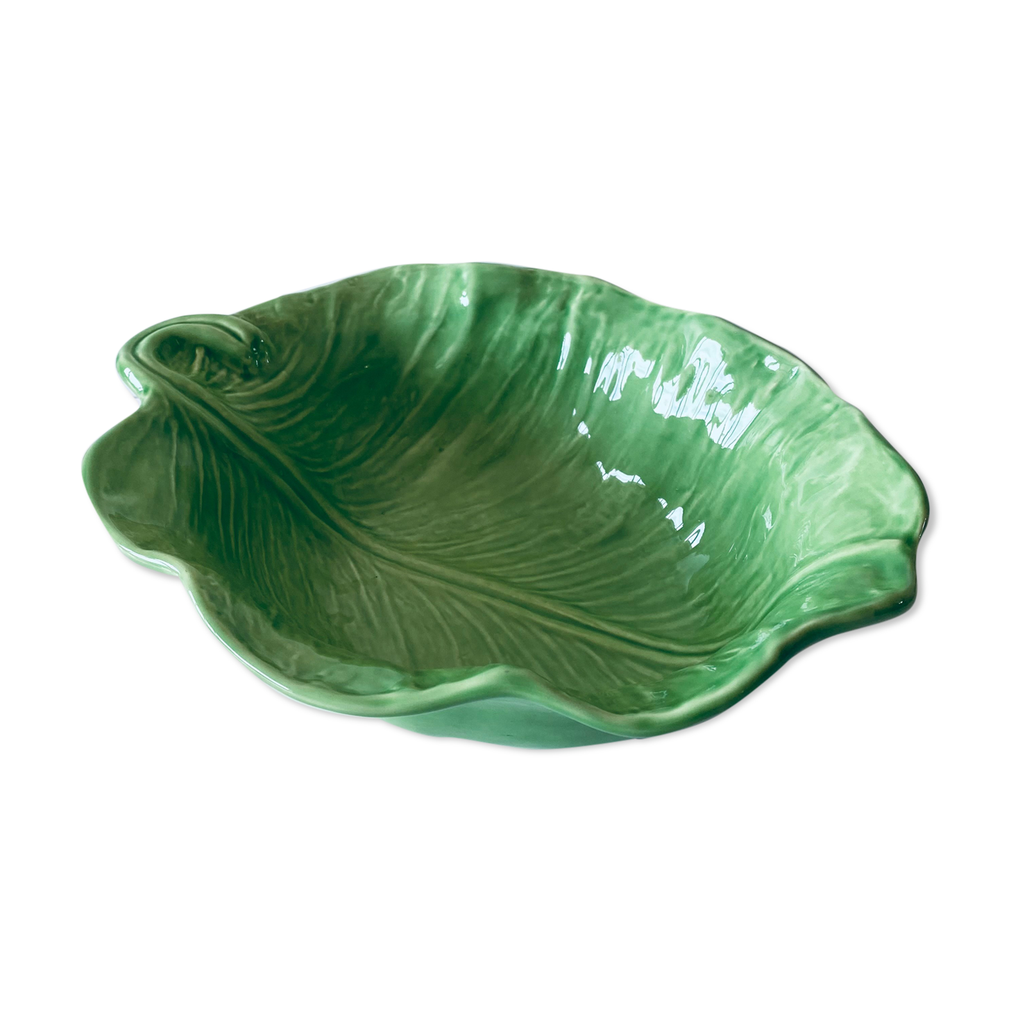 Saladier barbotine feuille