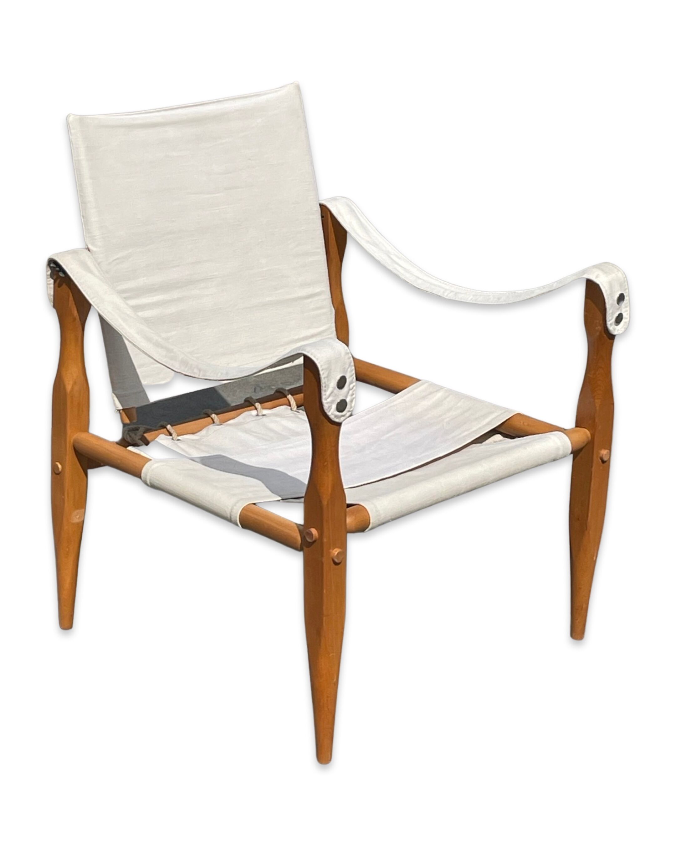 Vintage safari chair 1960s Denmark with canvas minimalist design