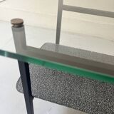 table basse en verre et métal noir, 1950