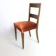 Set of Ten Orange Fabric Upholstery and Walnut Dining Chairs, Italy