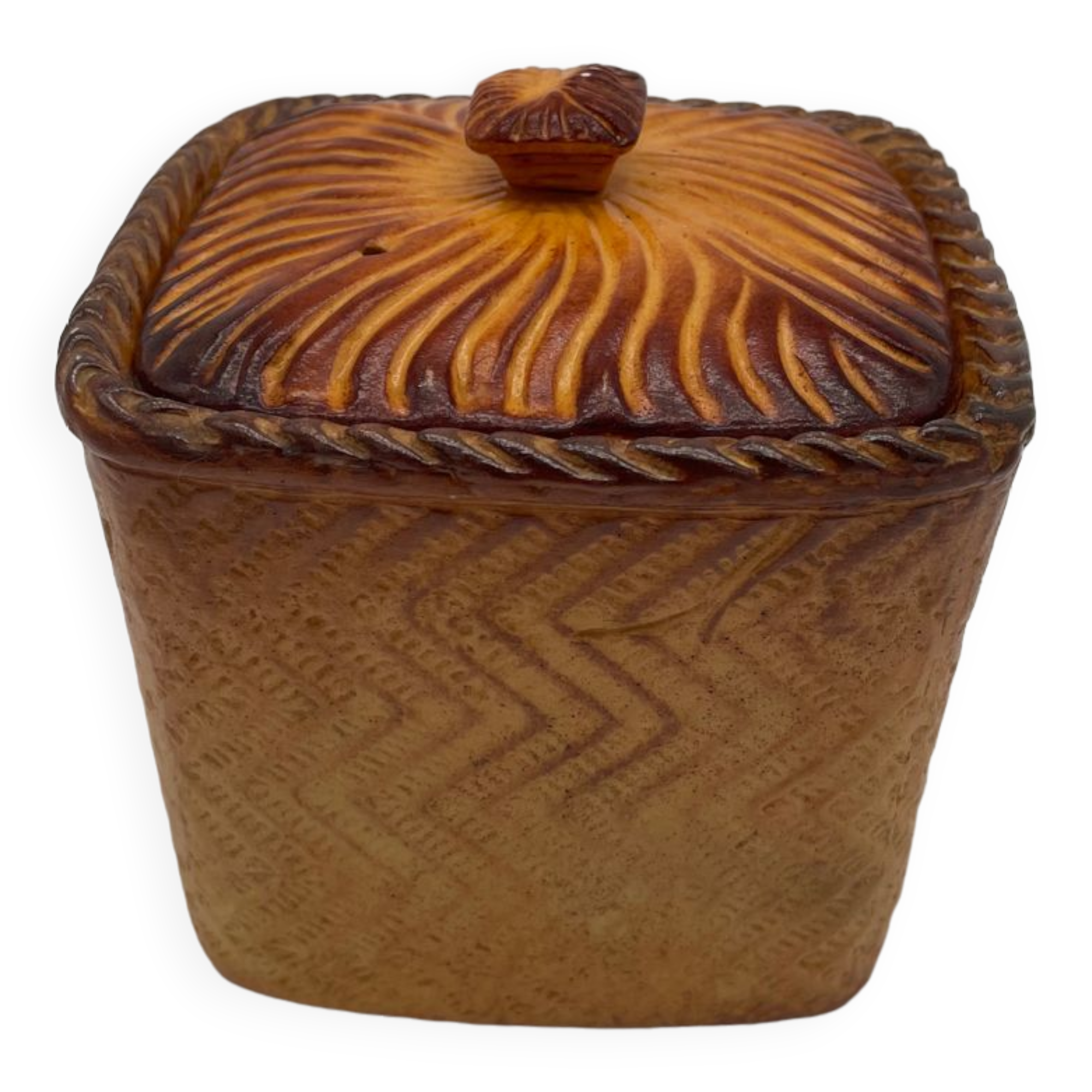 Terrine en trompe-l'œil pâté en croûte signée Mehun, vers 1900