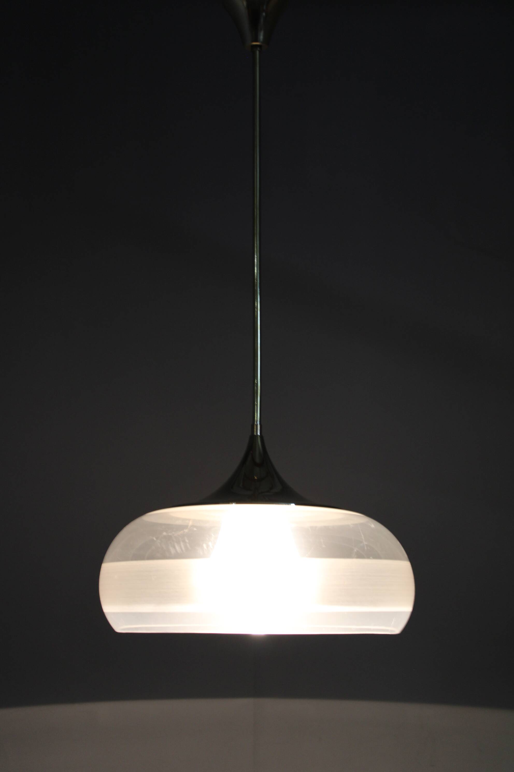 Italian mid-century brass and plastic pendant lamp, 1970s