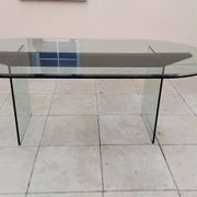 Vintage 1970s Italian design glass dining table.