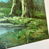 Old signed painting In the Forest