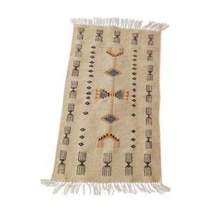 Tapis kilim blanc motifs - pure laine