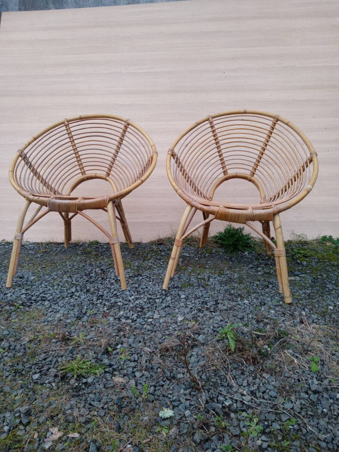 Pair of rattan armchairs