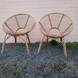Pair of rattan armchairs