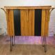 Rattan bar and its 2 stools 60s